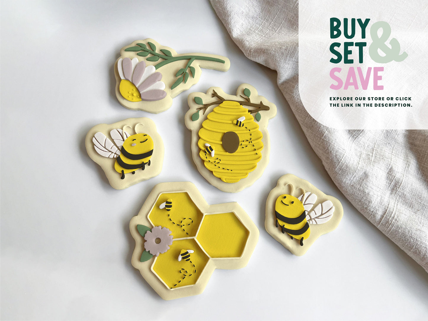 Beehive Cookie Cutter & Stamp Set